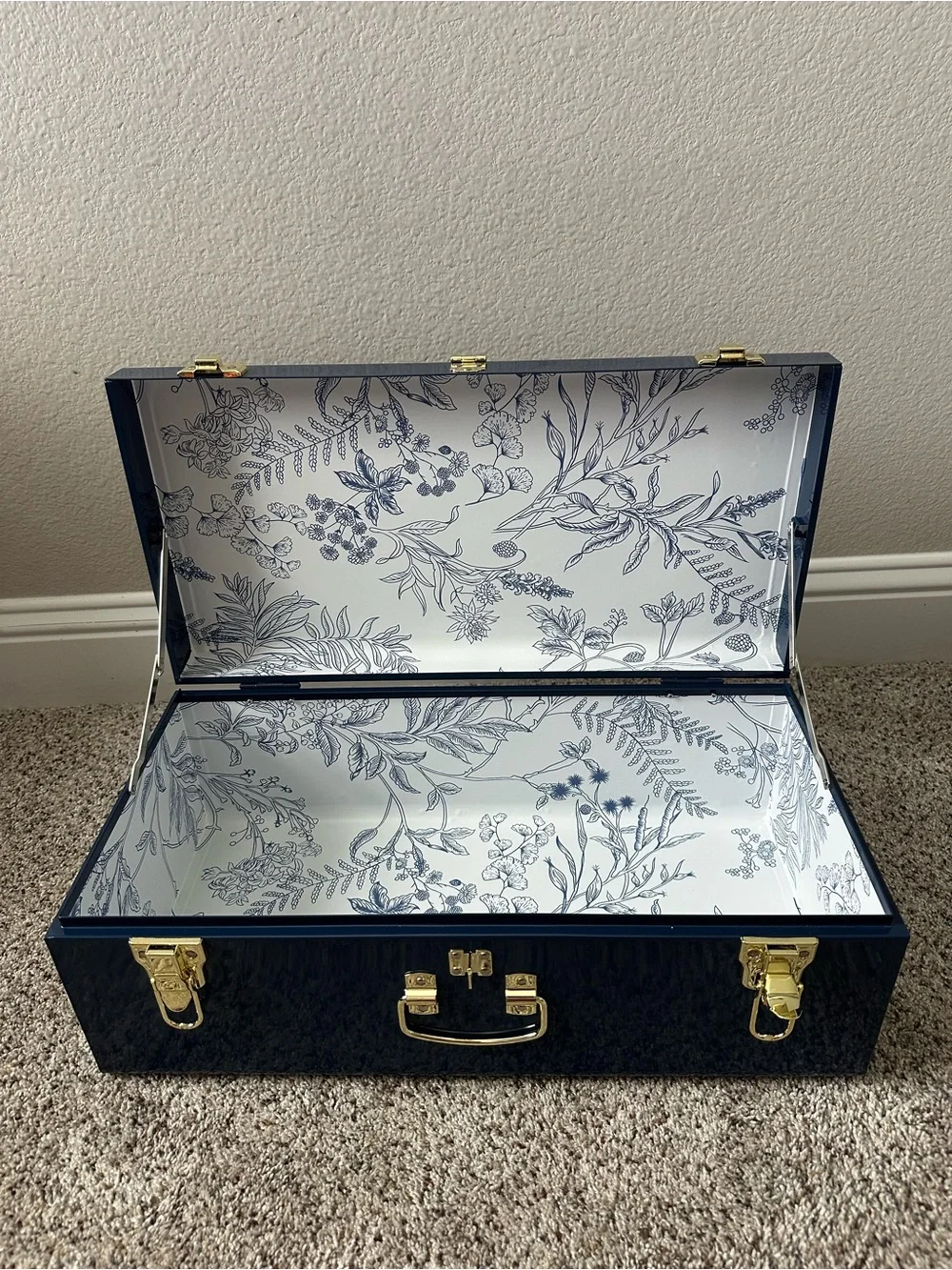 Blue Metal Keepsake Trunk - Baby or Wedding